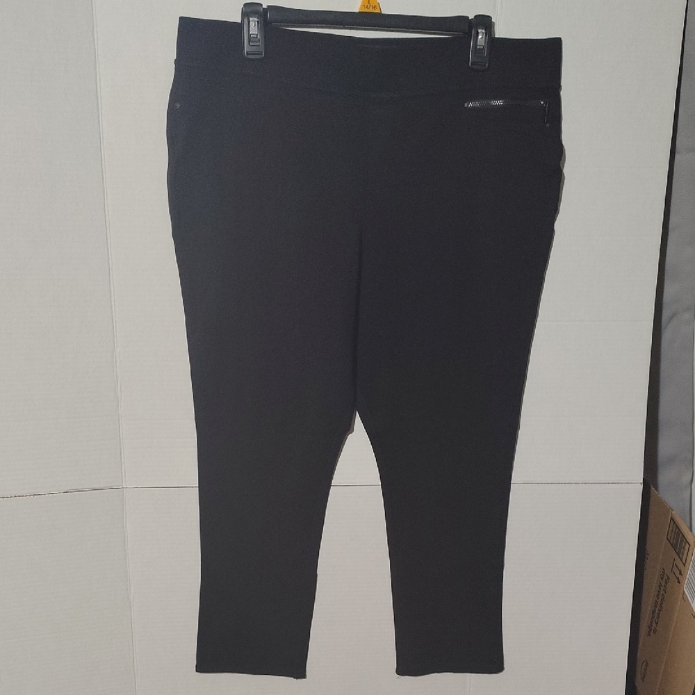 DKNY Black Straight Leg Jeans XL Elastic Wrist -F